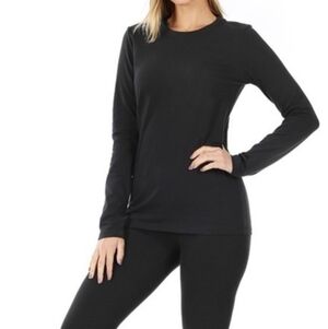Zenana Black Long Sleeve Lounge Set